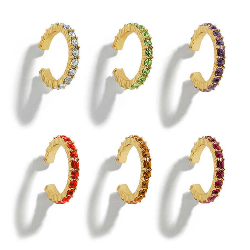 6Pcs Fashion Ear Cuff Set Earring Women Colorful Crysatl Cartilage Ear Clip Kt