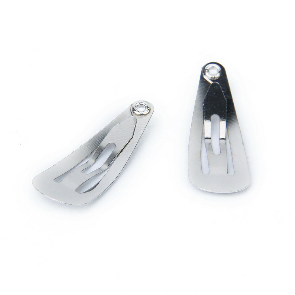 50xSilver Snap Hair Clips Craf Bow Findings Hair DIY Accessories -30mm