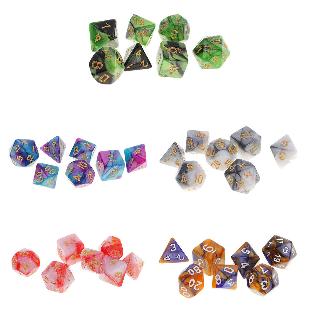 7 Acrylic Dice Polyhedral Dice D4 D6 D8 D10 D12 D20 Roleplay Prop Red White