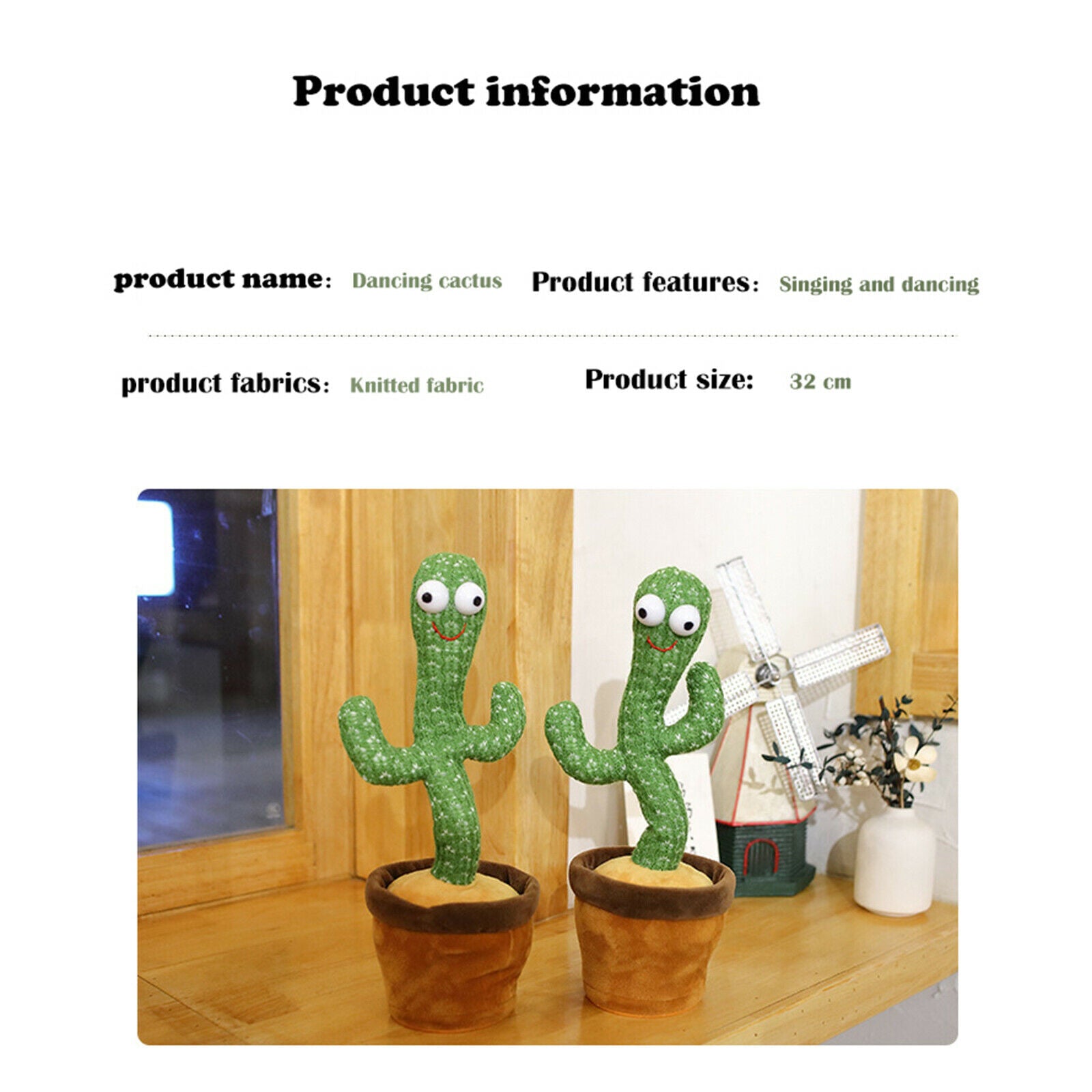 * Cactus Plush Toys, Electronic Swing Cactus with Singing and *