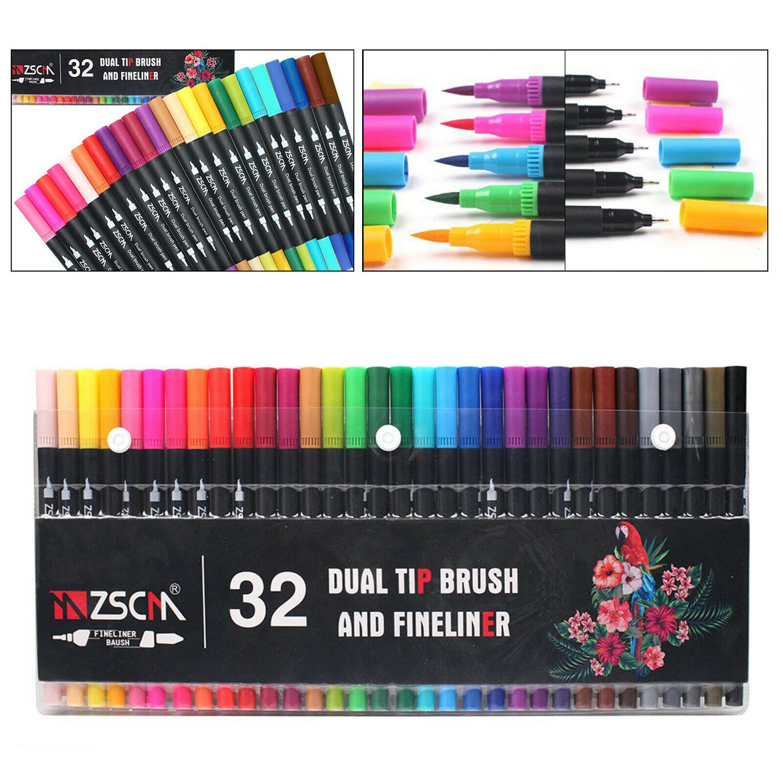 32Pc Double Tip Fineliner Brush Markers Pen for Kids Adults Drawing