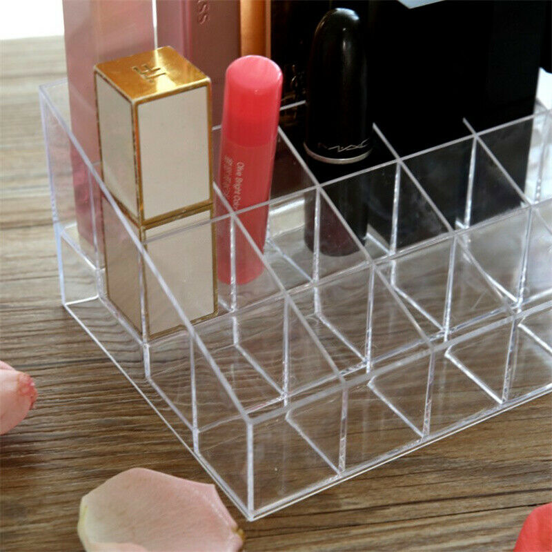 Clear Acrylic 24 Grid Makeup Storage Box Lipstick Polish Display Stand Ho.l8