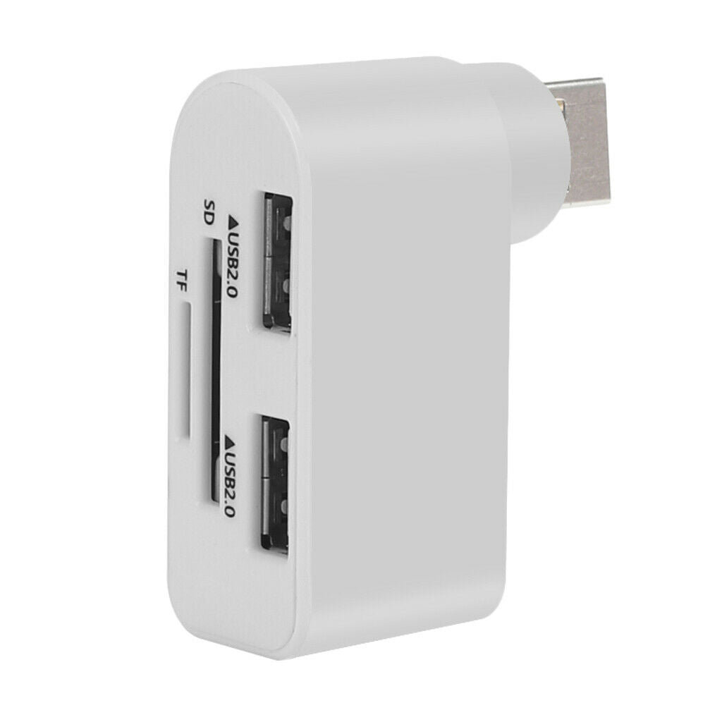 2 Port USB 2.0 Rotate 360 Splitter Adapter Hub For PC Notebook Laptop White