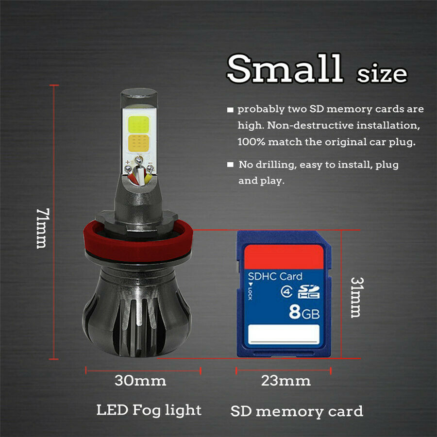 2x White/Yellow COB LED Fog Light H8 H9 H11 Flash Dual Color blinking rapidly