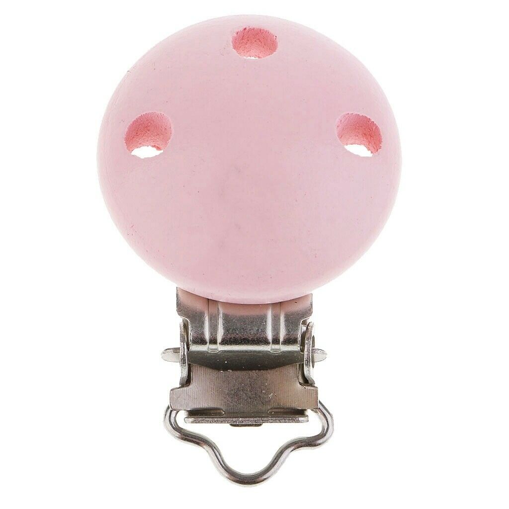 15pcs Baby Wooden Soother Clips Nursing Accessories Beech Clips Holes Pink