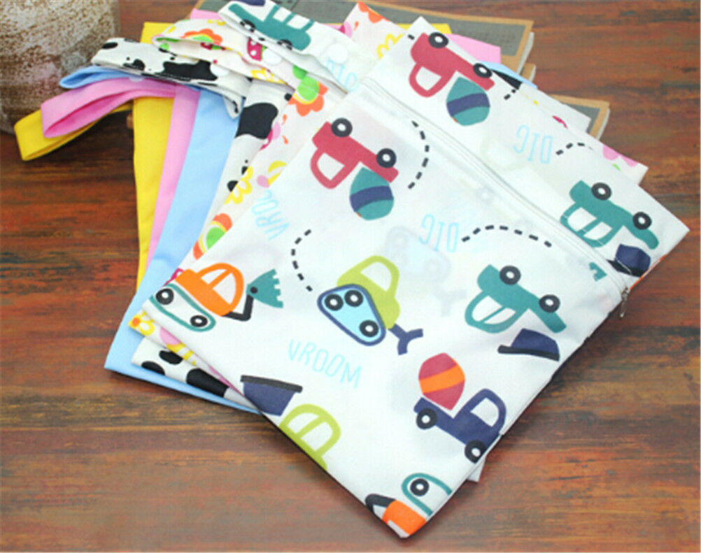 Wet Dry Bag Baby Cloth Diaper Nappy Zipper Bag Reusable With Two Pockets  Td Kt