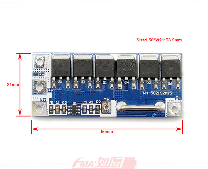 7.2V 7.4V 2S Li-ion Li-Po Battery 15A Protection Circuit Module BMS PCM 2SW009