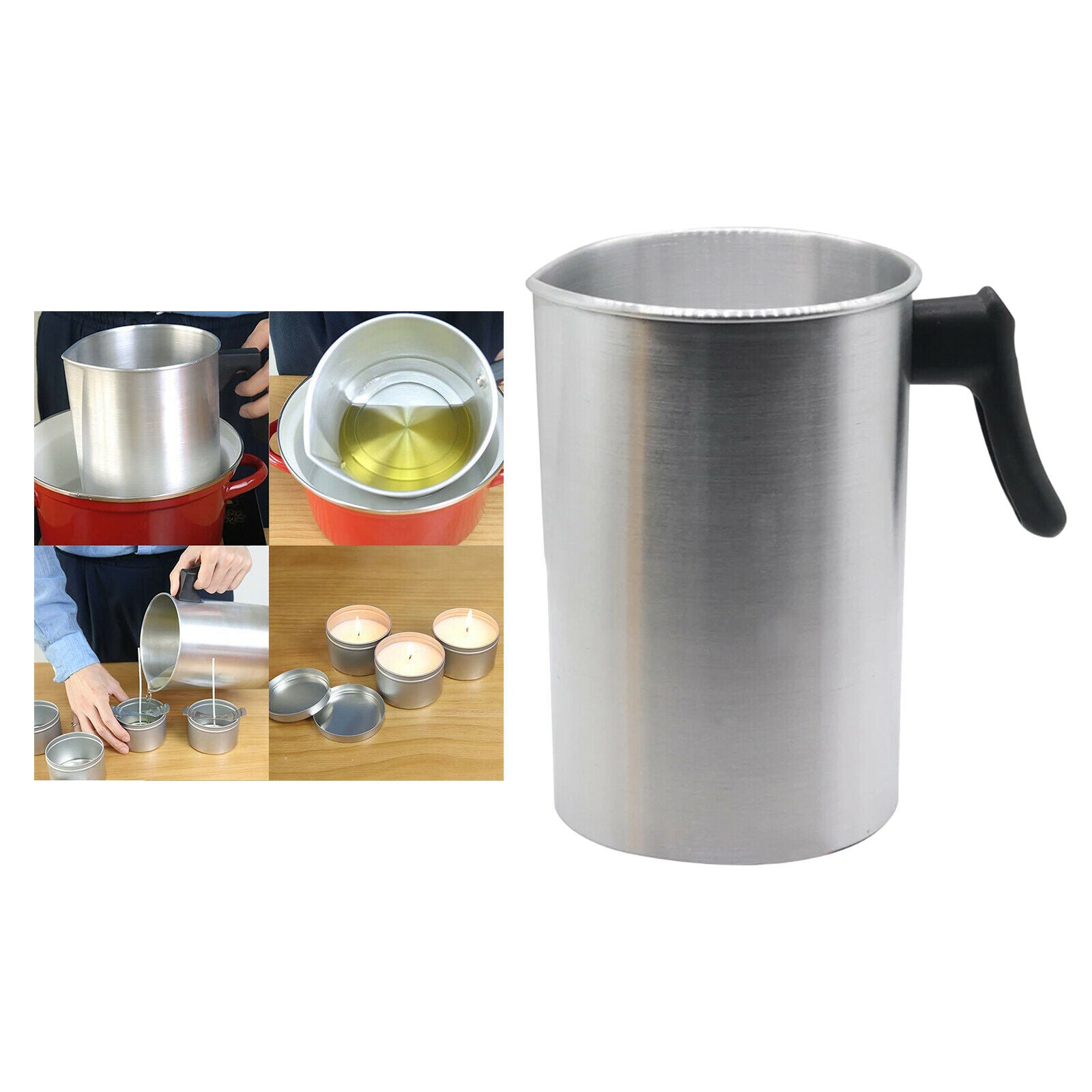 Aluminium Wax Melting Pot Candle Pouring Jug for Wax Beeswax DIY Soap Tool