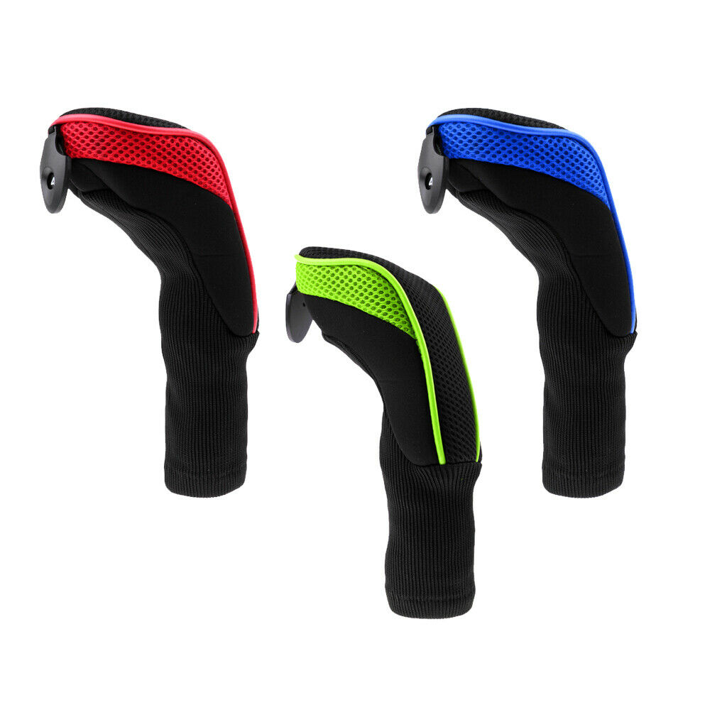 3Pcs Utility Hybrid Golf Club Head Cover Long Neck Headcovers with