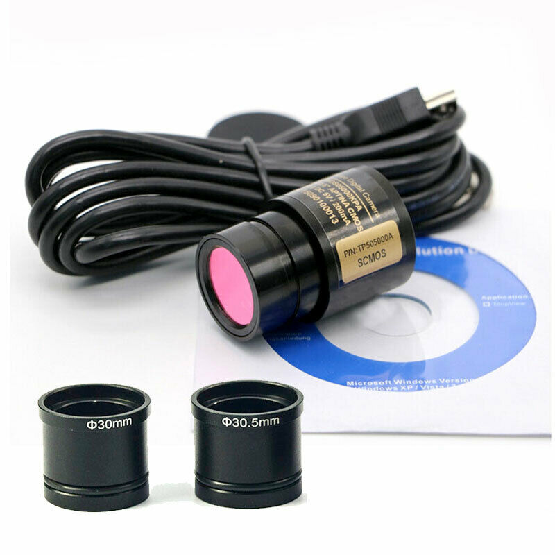 5.0MP USB Video CCD Camera Microscope Industrial Electronic Eyepiece w/Adapter