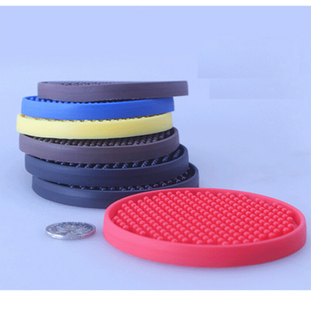 10 Pack 10cm Round Drink Coasters Soft Silicone Cup Pad Placemat Black