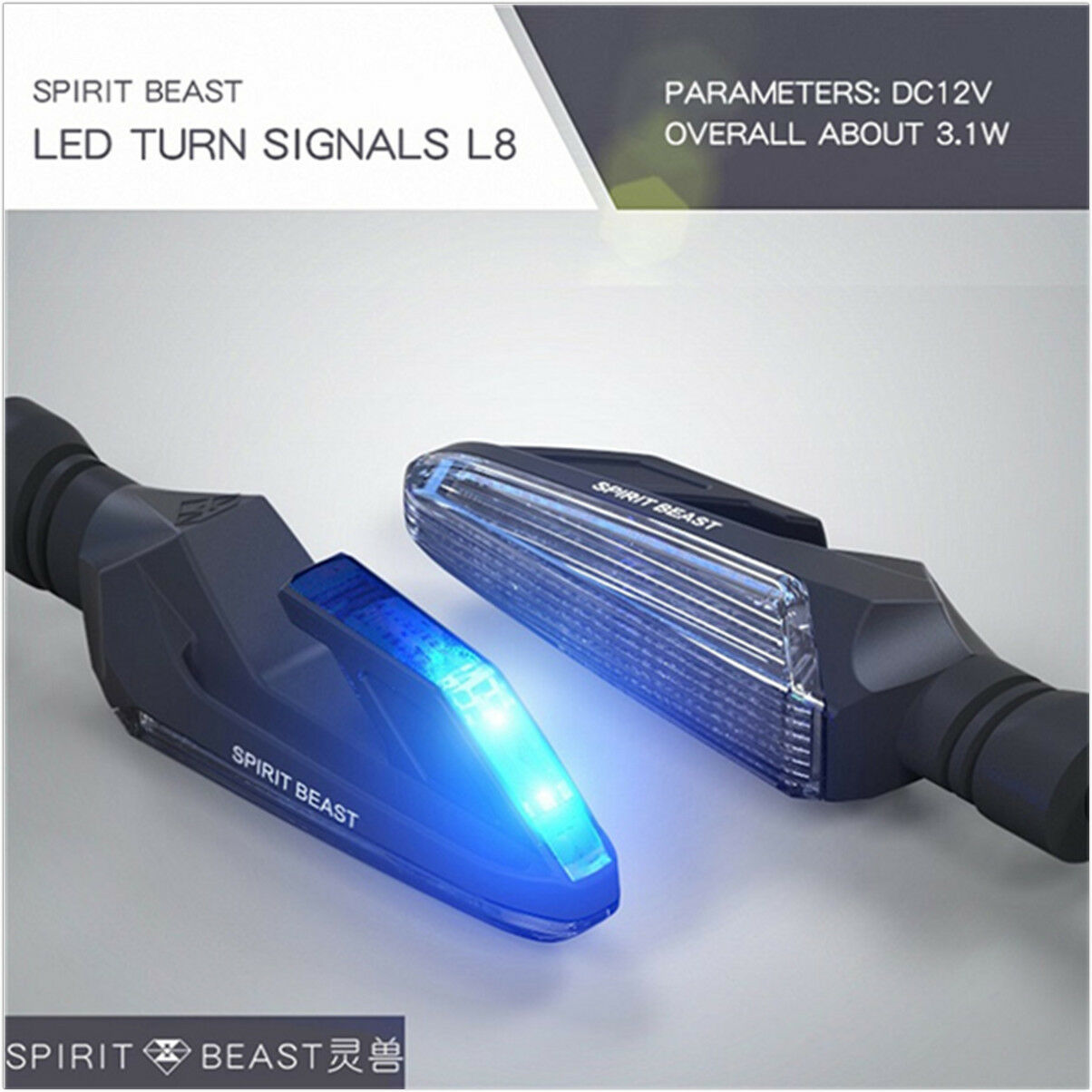 Universal 2X Blue Motorcycle Turn Signals Light LED Directional Daytime Lamp
