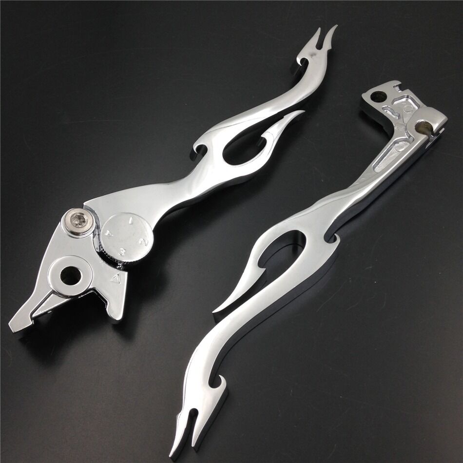 For Suzuki GSXR 600 750 Katana 750F SV650 SV650S CHROME Brake Clutch Flame Lever