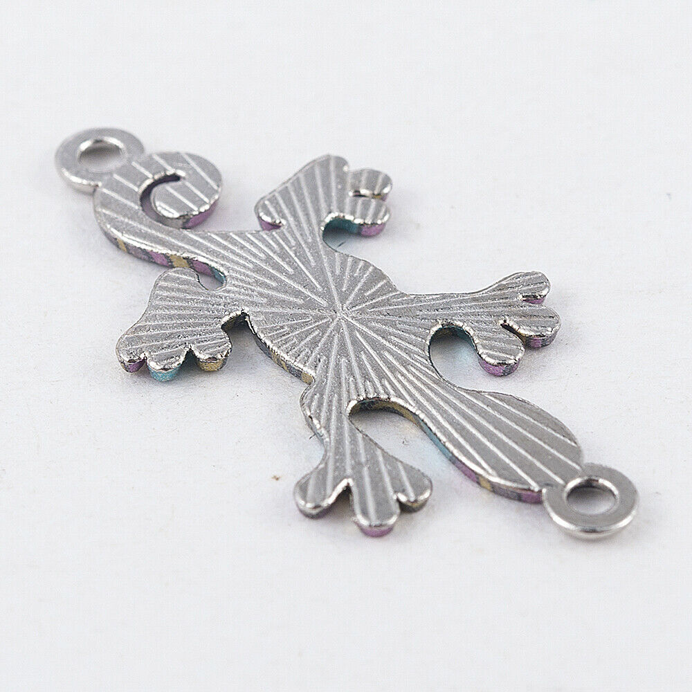 10X Mixed Colorful Gecko Connectors Charm DIY Necklace Charm Jewelry Making