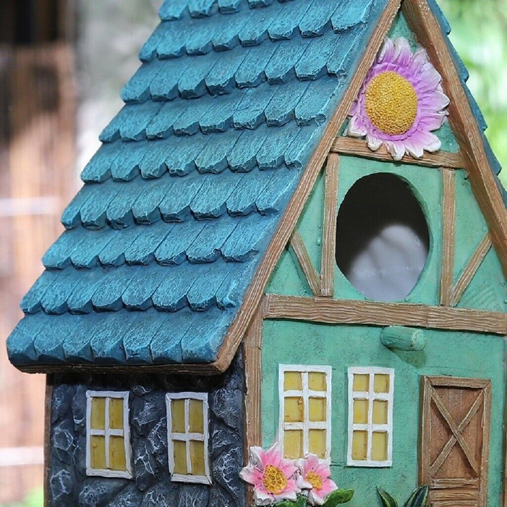 Hand-Painted Hanging Birdhouse Garden Cottages Bird House Outdoor for Small Bird