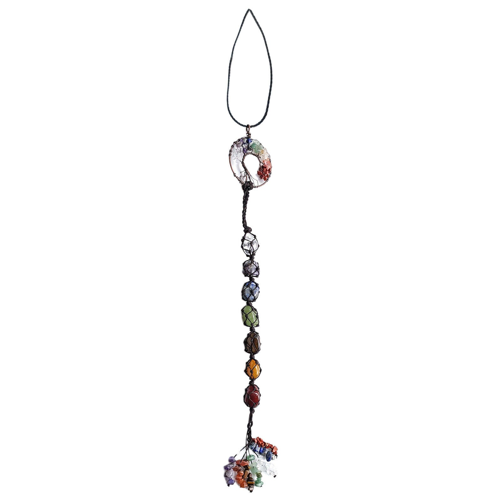 Handmade Crystal Tree of Life Hanging Ornament Wall Hanger Gemstones Tassel