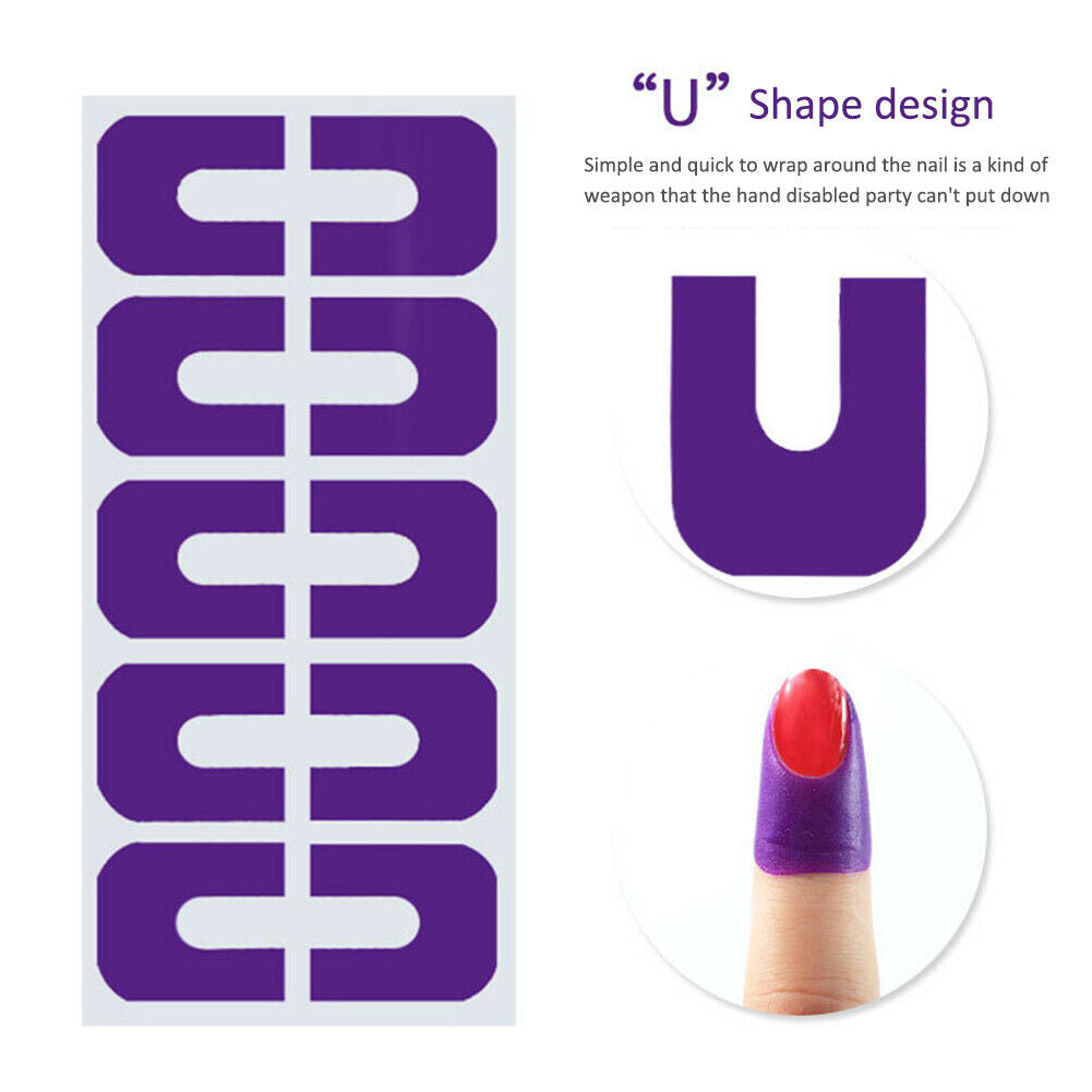 U-shape Spill-proof Nail Polish Varnish Protector Stickers Peel Tape Random @