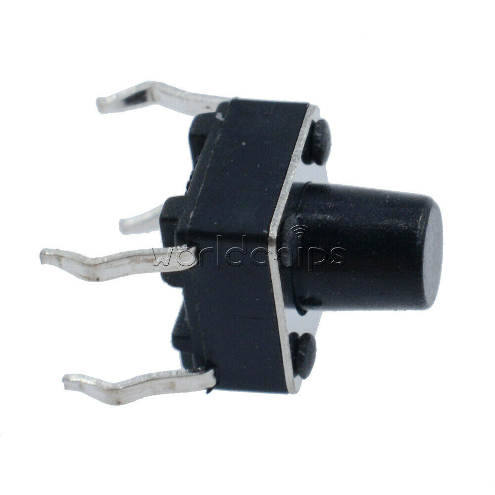 100PCS 6x6x7mm Touch Switch Black Round Button 6*6*7mm 4 Pin Tactile Tact Switch