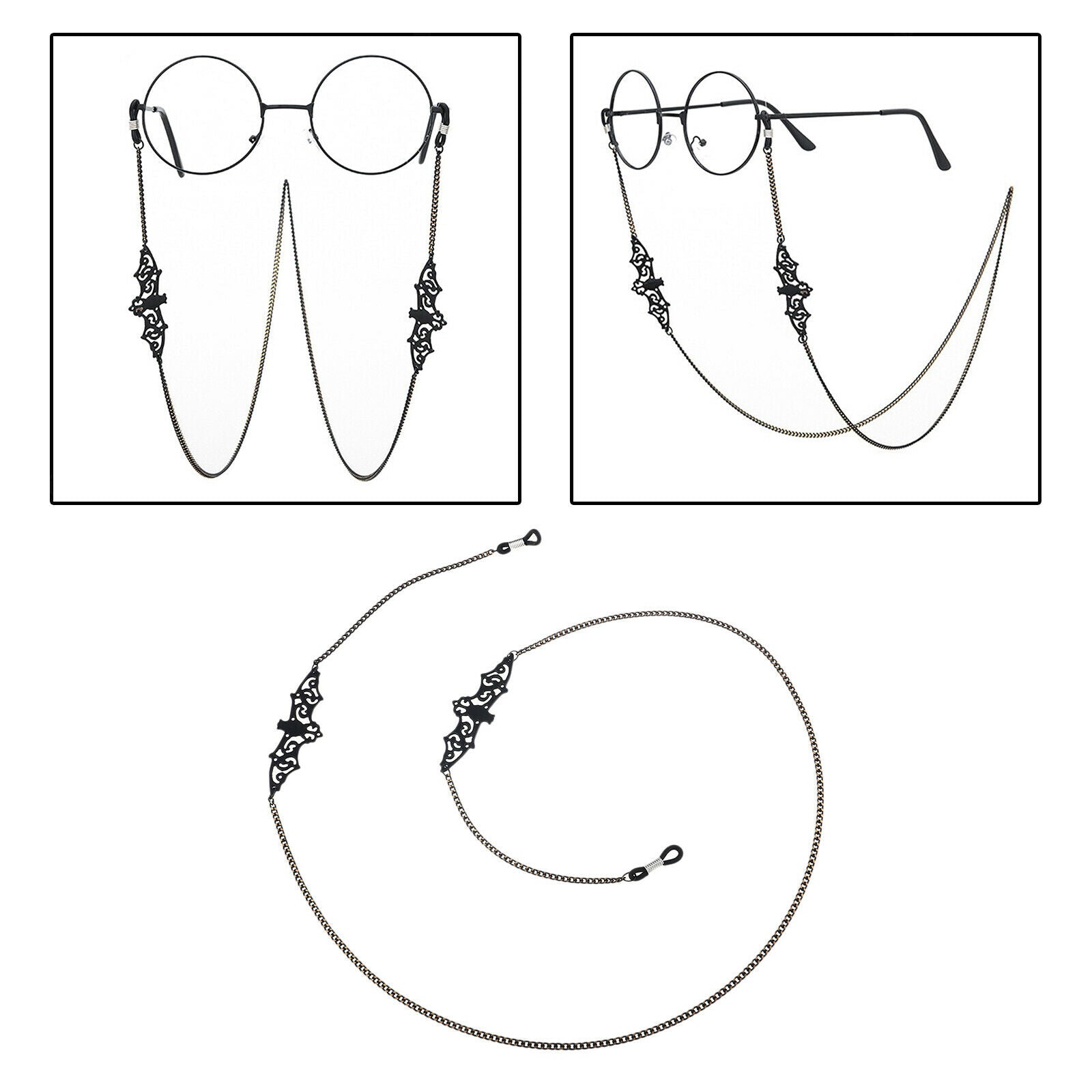Eyeglass Chain Black Bat Eyewear Retainer Cord Glasses Chain for Women Men