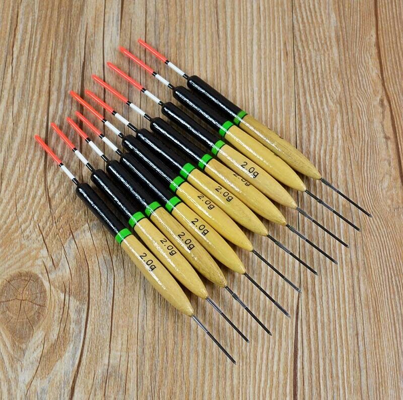 10Pcs 2g Fishing Floats Bobbers Paulownia Wood Durable Fishing Tackle Tools