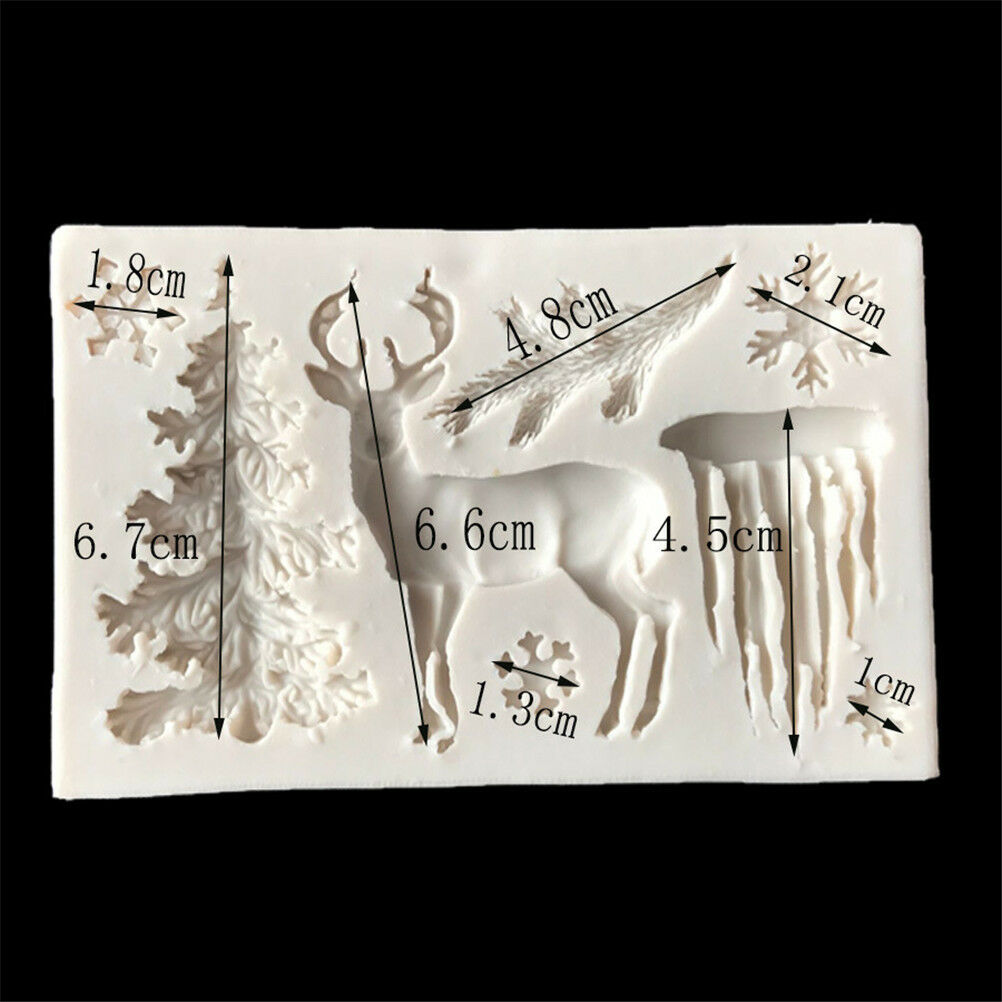 Christmas Tree Elk Snowflake Fondant Cake Mold DIY Sugarcraft Decor Bakin.l8