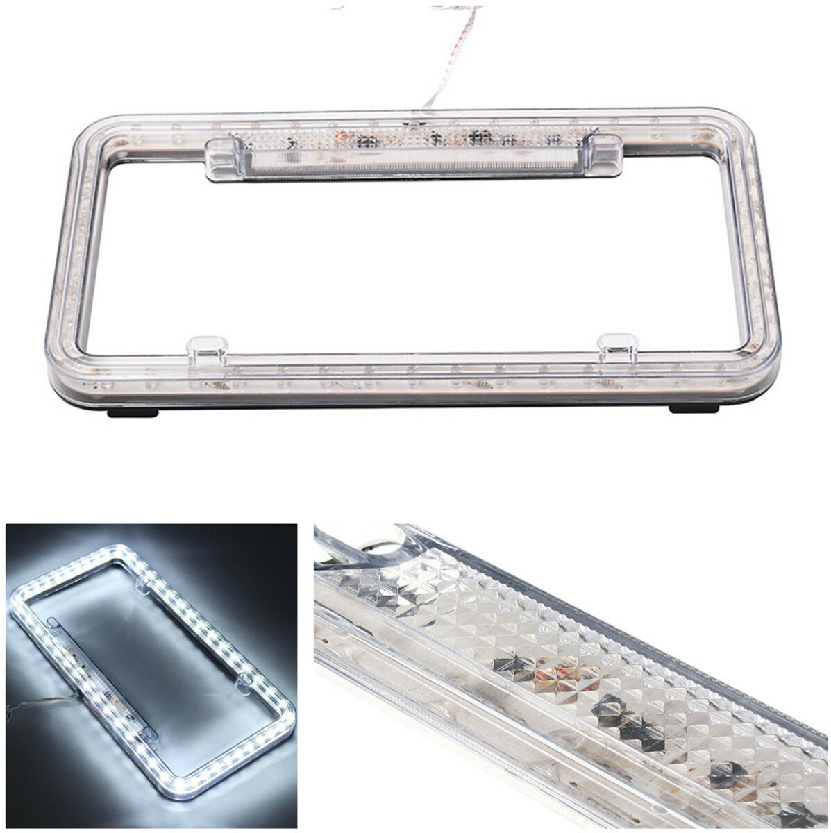 Car License Plate Frame US Standard Size 54 LED 12V Lighting Acrylic Plastic