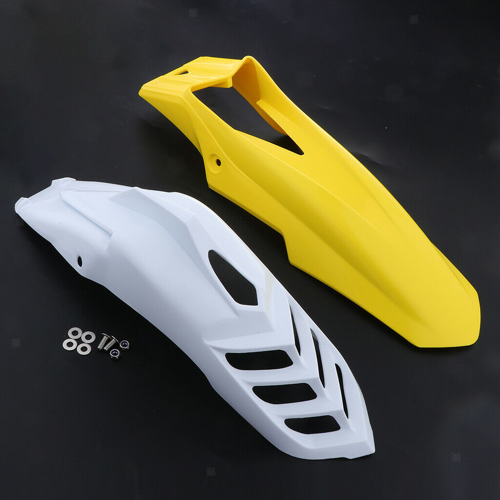 2 Pcs Motorcycle Front Fender Mudguard Wheel Splash Guard Yellow + White