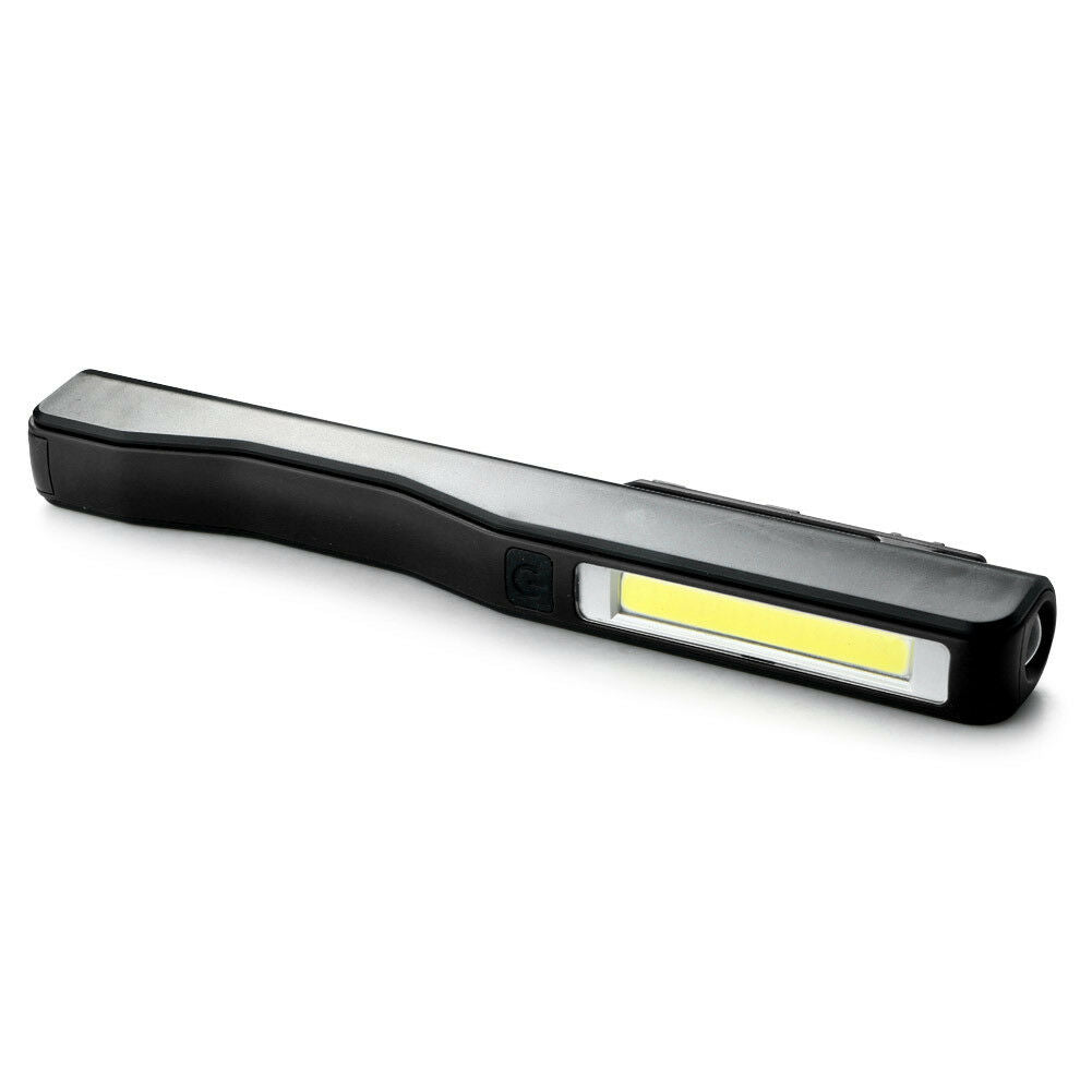 Portable COB LED Rechargeable Magnetic Pen Clip Hand Torch Work Light Black