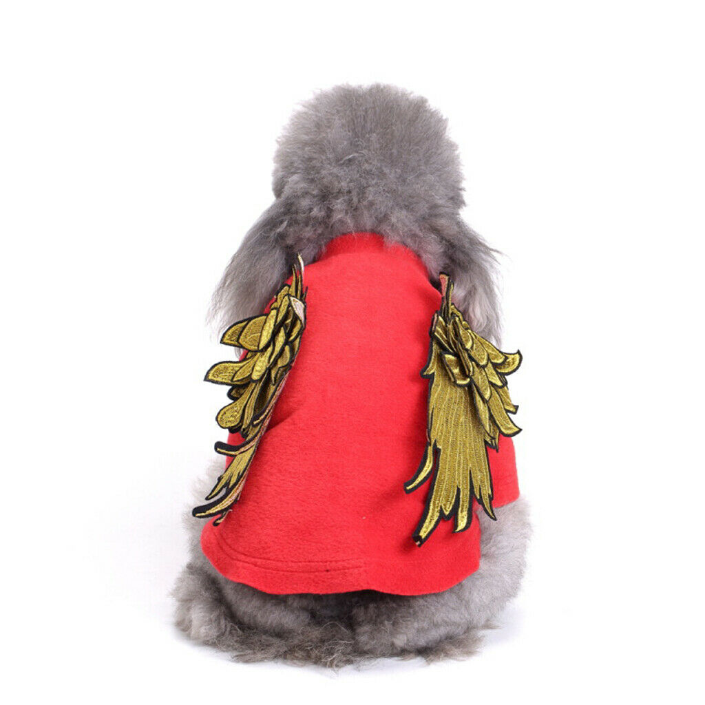 Angel Wings Pet Dog Cat Cotton Clothes Coat Autumn Winter Apparel Red S