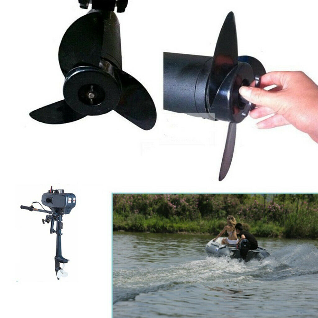 2Pcs 3-Blade Propeller Black Motor Prop Solid Weedless Outboard Replacement