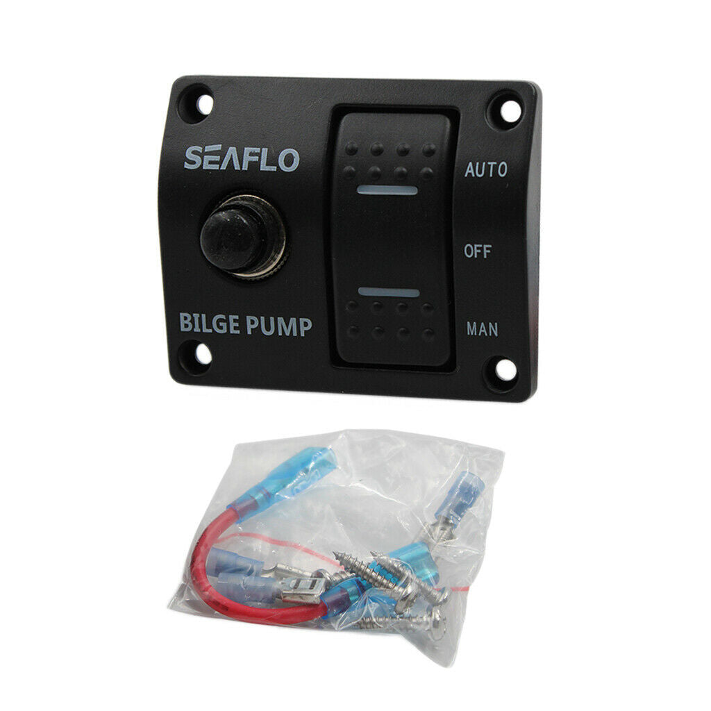 Seaflo Three-Way Bilge Pump Switch Aluminum Panel Automatic Off/Manual 12V & 24V