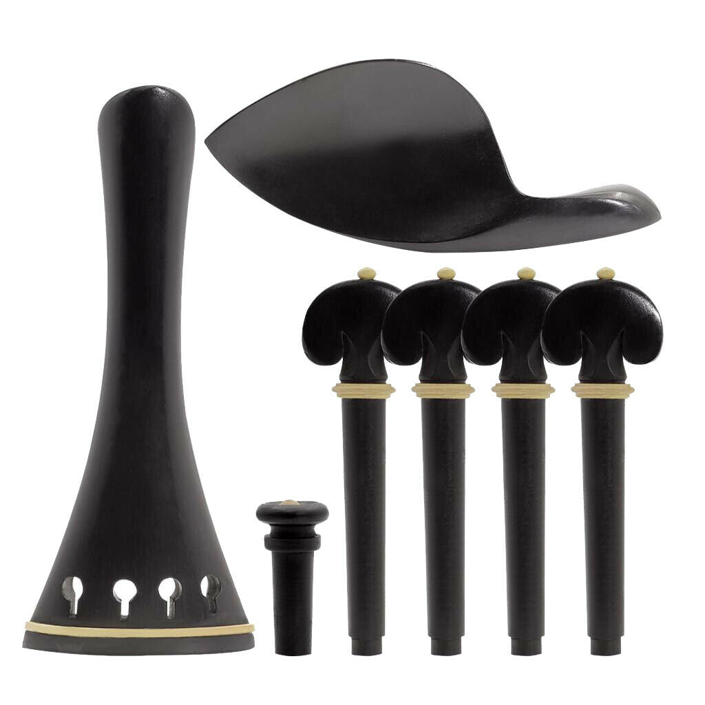 4/4 Violin Replacement 1x Tailpiece, 4x Tuning Pegs, 1x Endpin, 1x Chin Rest