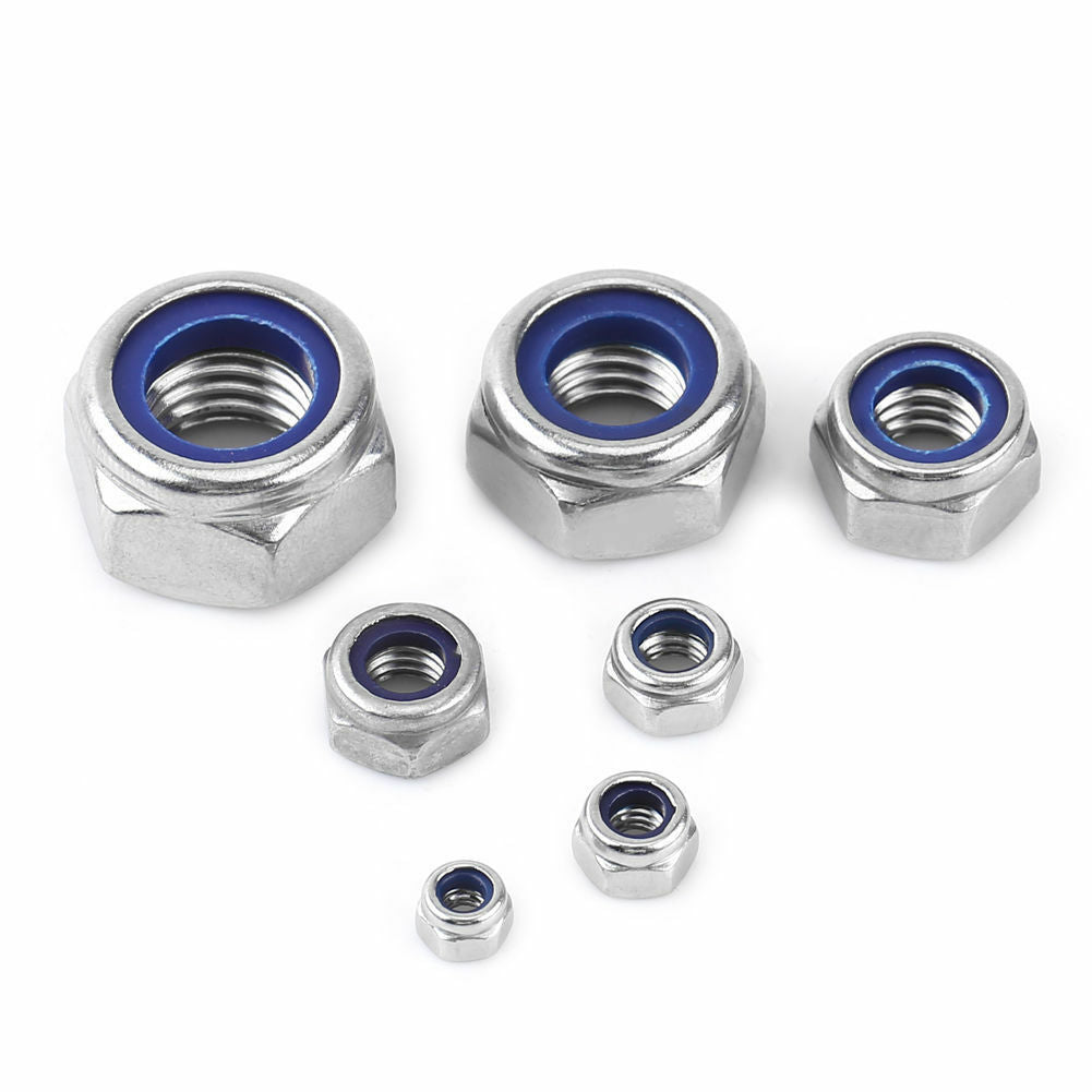 165pcs Stainless Steel Nylon Insert Locknut Assortment Kit M3 M4 M5 M6 M8 M10M12