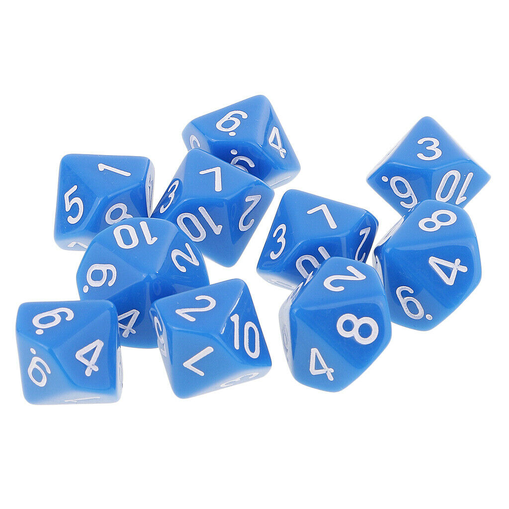 10 Pieces Dice Polyhedral Dices Accessory Party Fun Toys Table Gift New Blue
