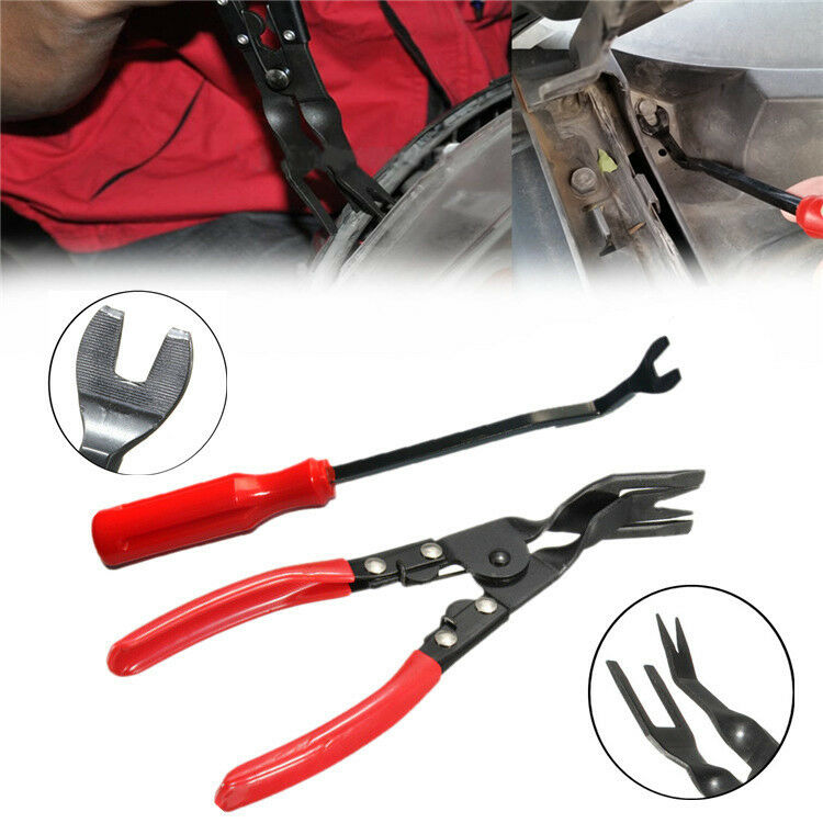 Universal 2in1 Car SUV Door Card Panel Trim Clip Removal Handle Tool Pry Kits