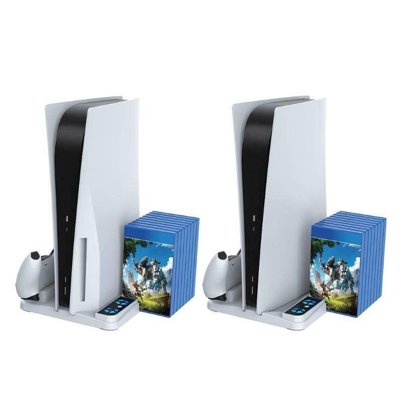 Dualsense Dock Cradle Charging Station Host Cooling Fan Game Disc Holder for PS5