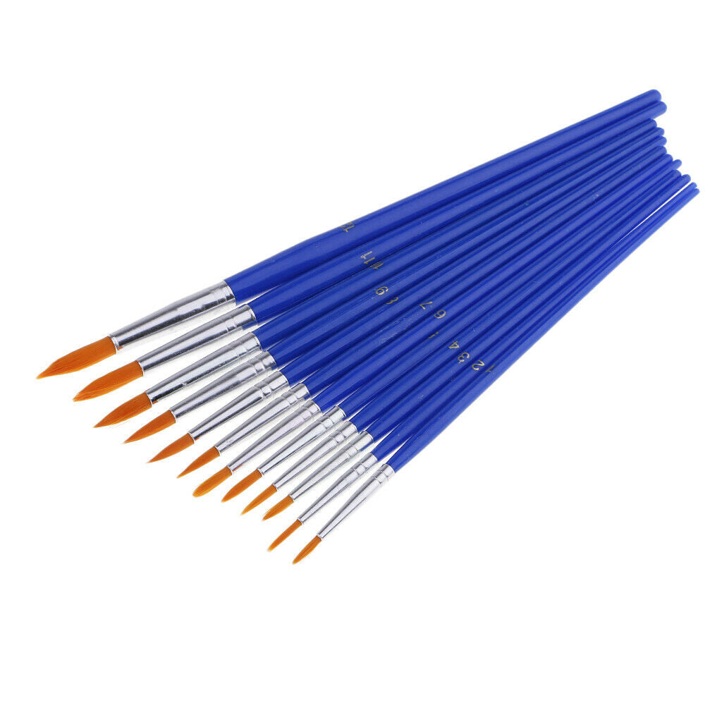 12x Round Tip Watercolor Acrylic Oil Painting Artist Brush