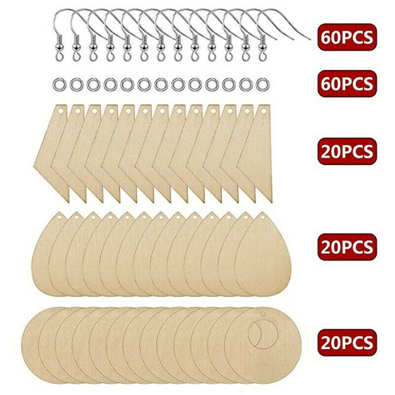 180pcs Unfinished Wooden Earrings Pendants Blank Cutout Pendants Jewelry MakBDA