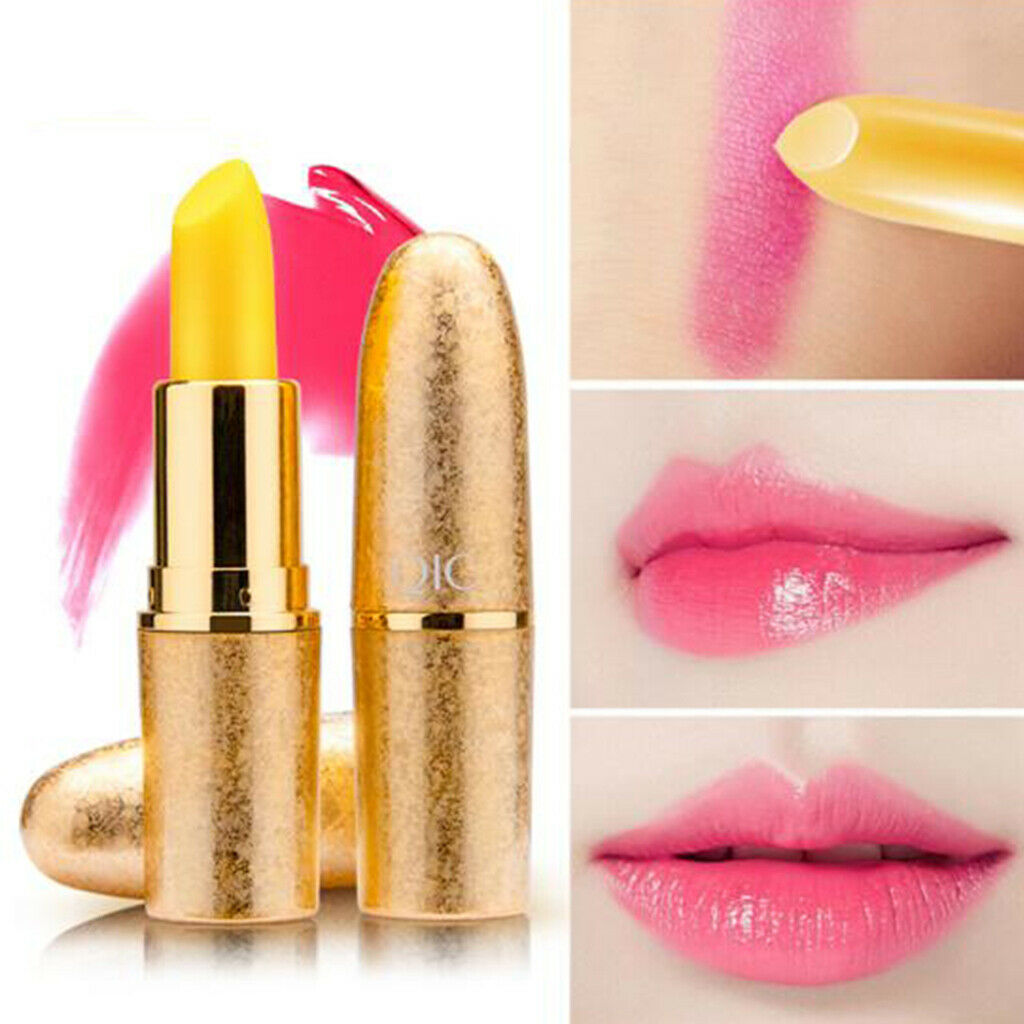 Temperature Color Changing Lipstick Moisturizing Nourishing w/ Golden Bottle