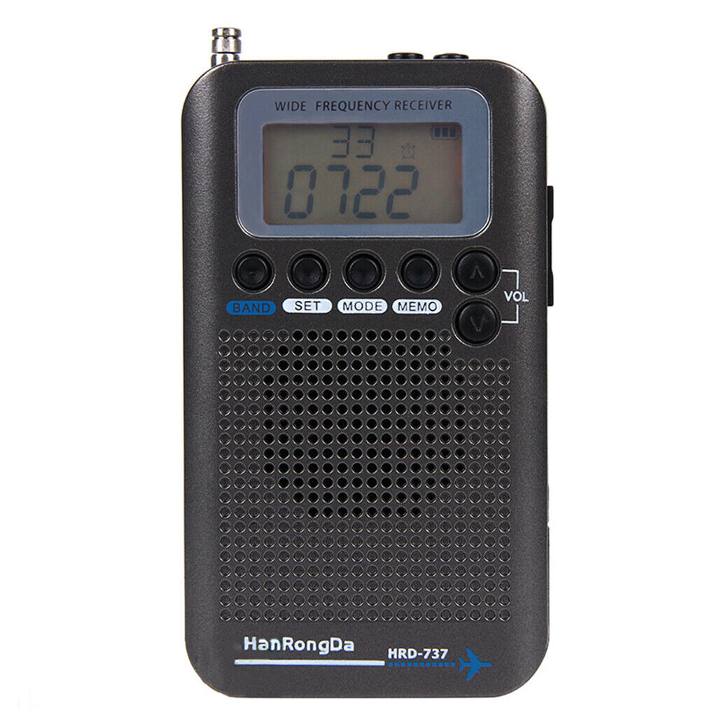 Aircraft band radio receiver VHF Portable full band radio recorder Black