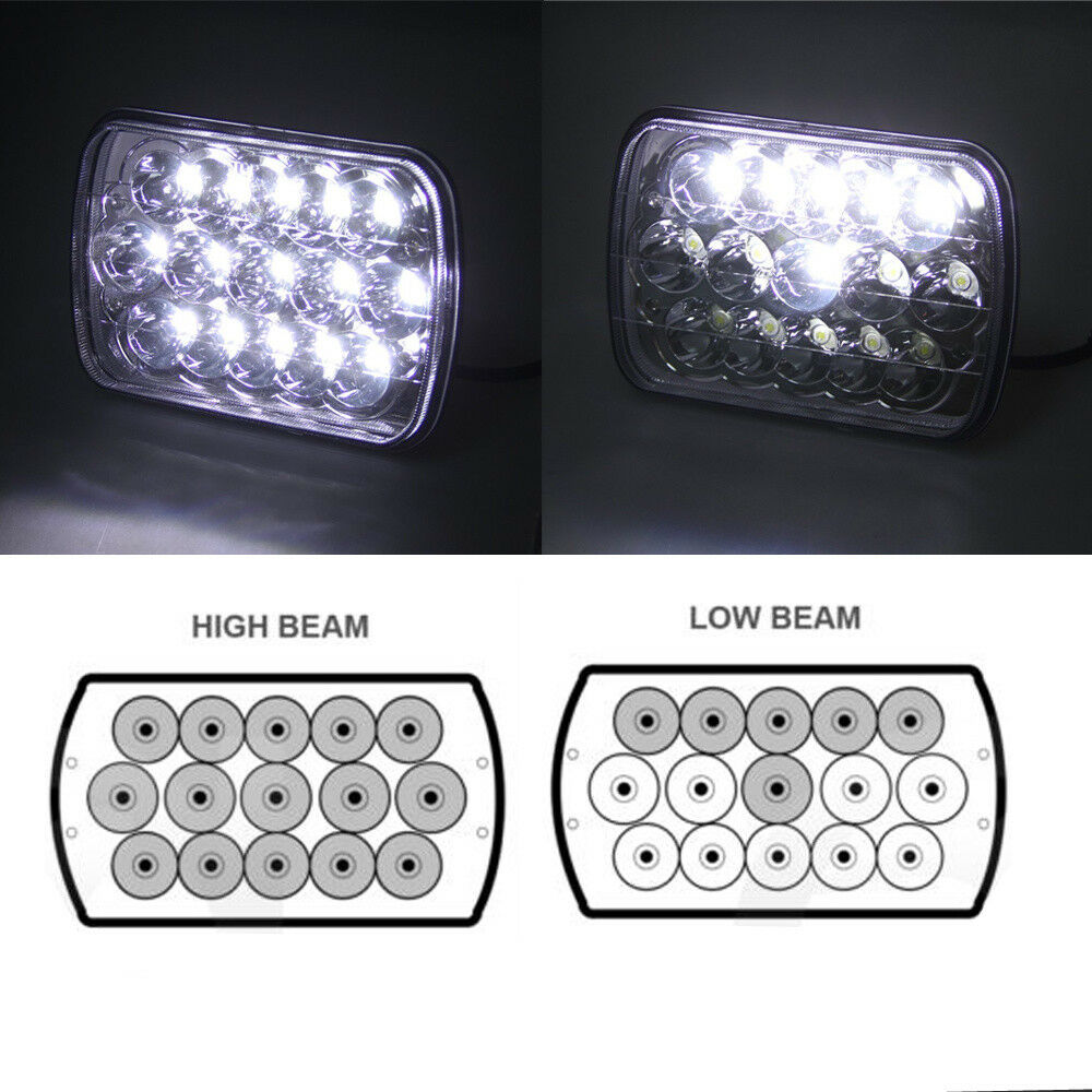 7"X6'' Inch 15LED HID Bulb Light H4 Crystal Clear Sealed High/Low Beam Headlight