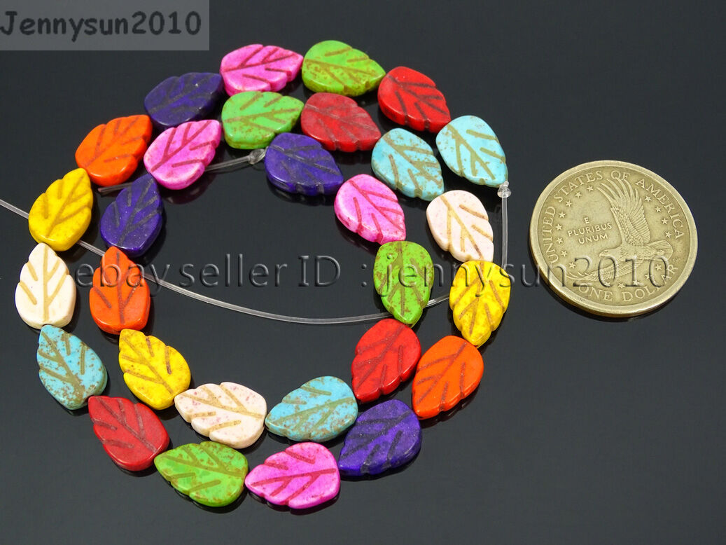 Mix Color Howlite Turquoise 9mm x 13mm Lovely Leaf Spacer Beads 15.5'' Strand