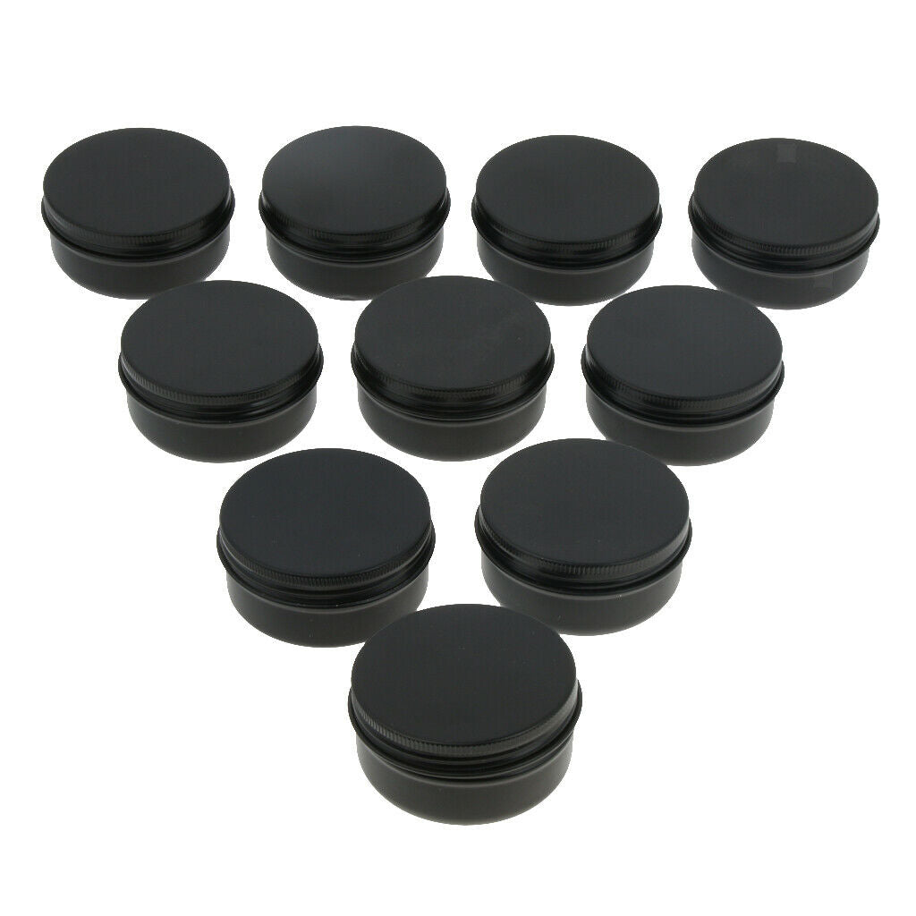 10x 30g Tin Jars Screw Top Cosmetic Container Tins Candle Containers Black