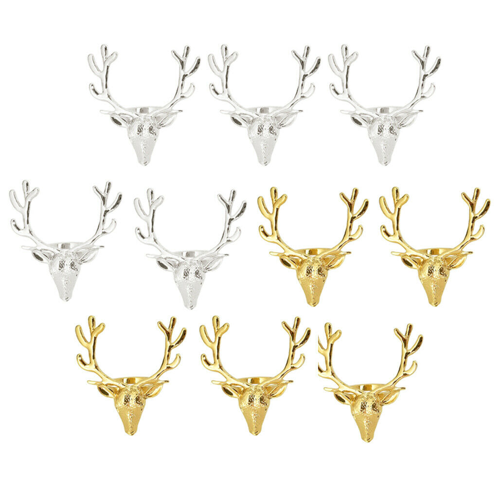 Pack 10PCS Reindeer Design Napkin Rings Tissue Holder for Bar Counter Restaurant