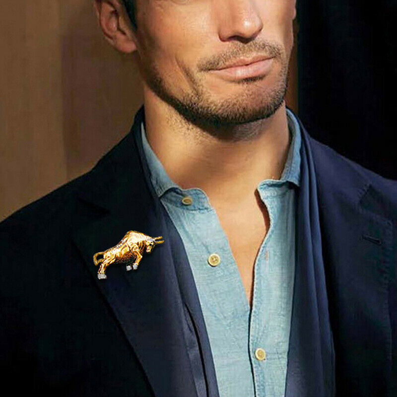Ox Bull Brooch Animal Pin Brooches Women And Men Jewelry Rhinestone Cattle P Qx
