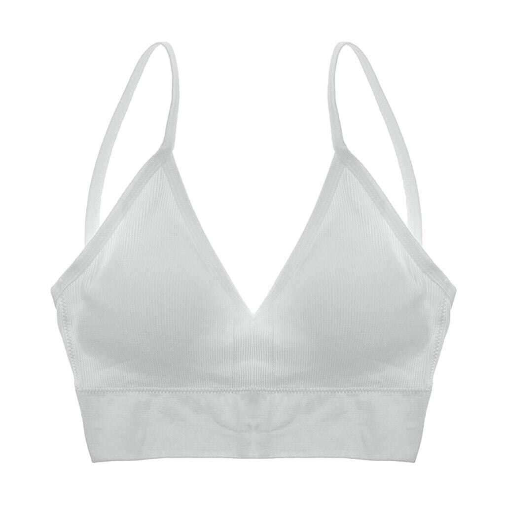 3pcs Women's V Neck Removable Padded Bralette Spaghetti Strap Crop Top Vest