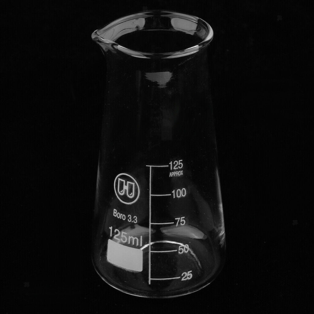 125ml Borosilicate Conical Flask Glass Stopper Lab Glassware