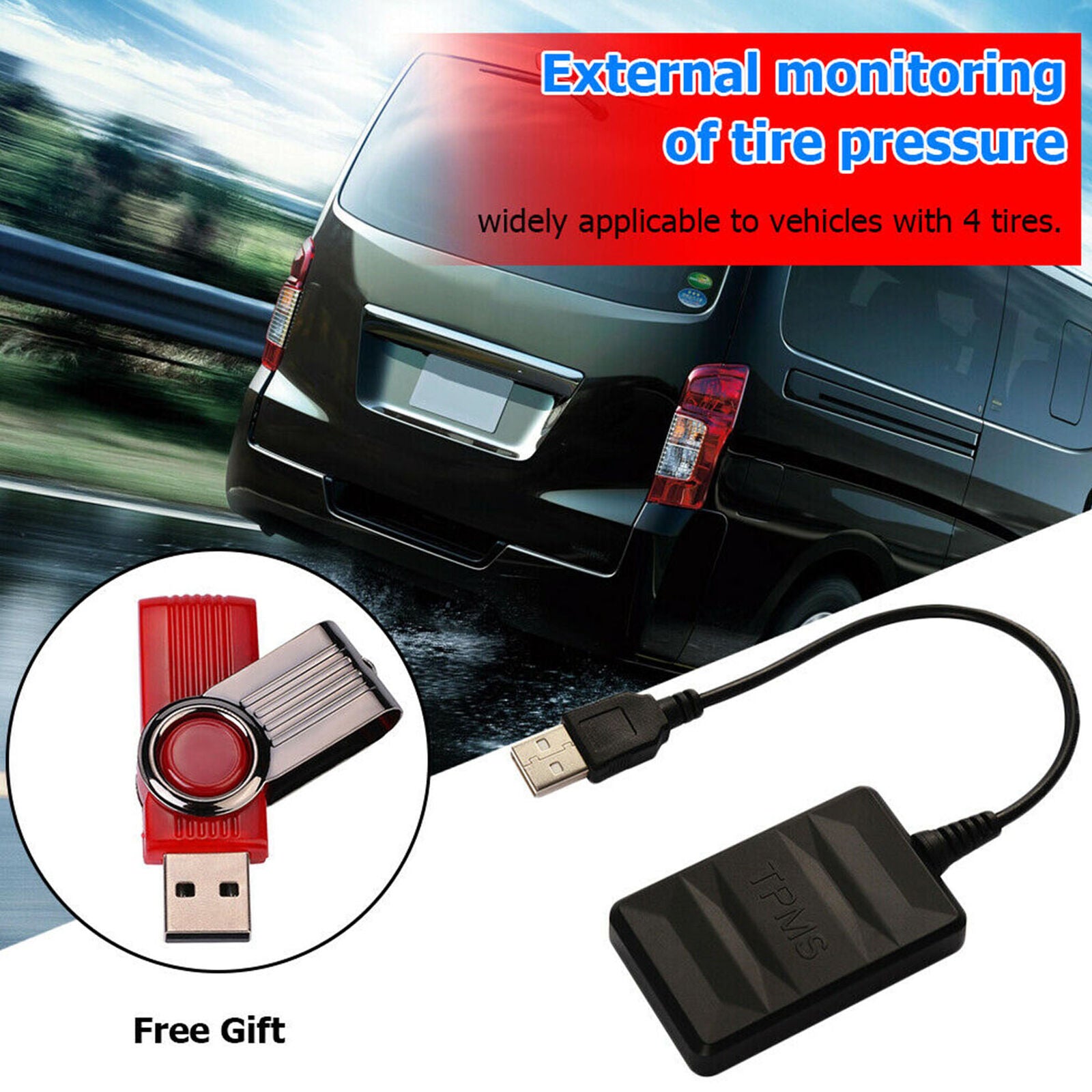 TY06N USB Android TPMS External Sensor Car Tire Pressure Monitoring Alarm System