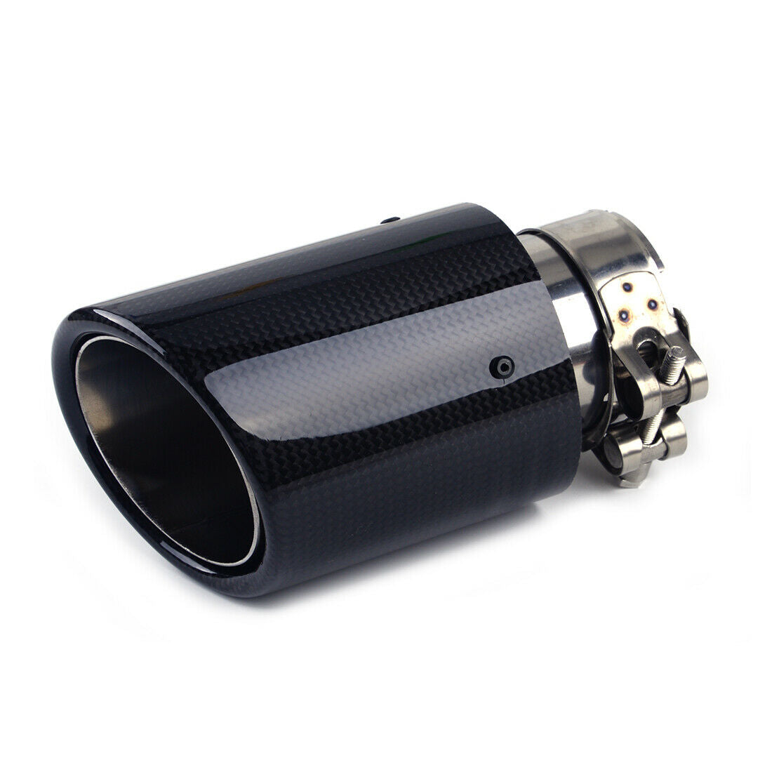 Muffler Tail End Tips Gloss Carbon Fiber Car Auto SUV Round Exhaust Pipe An