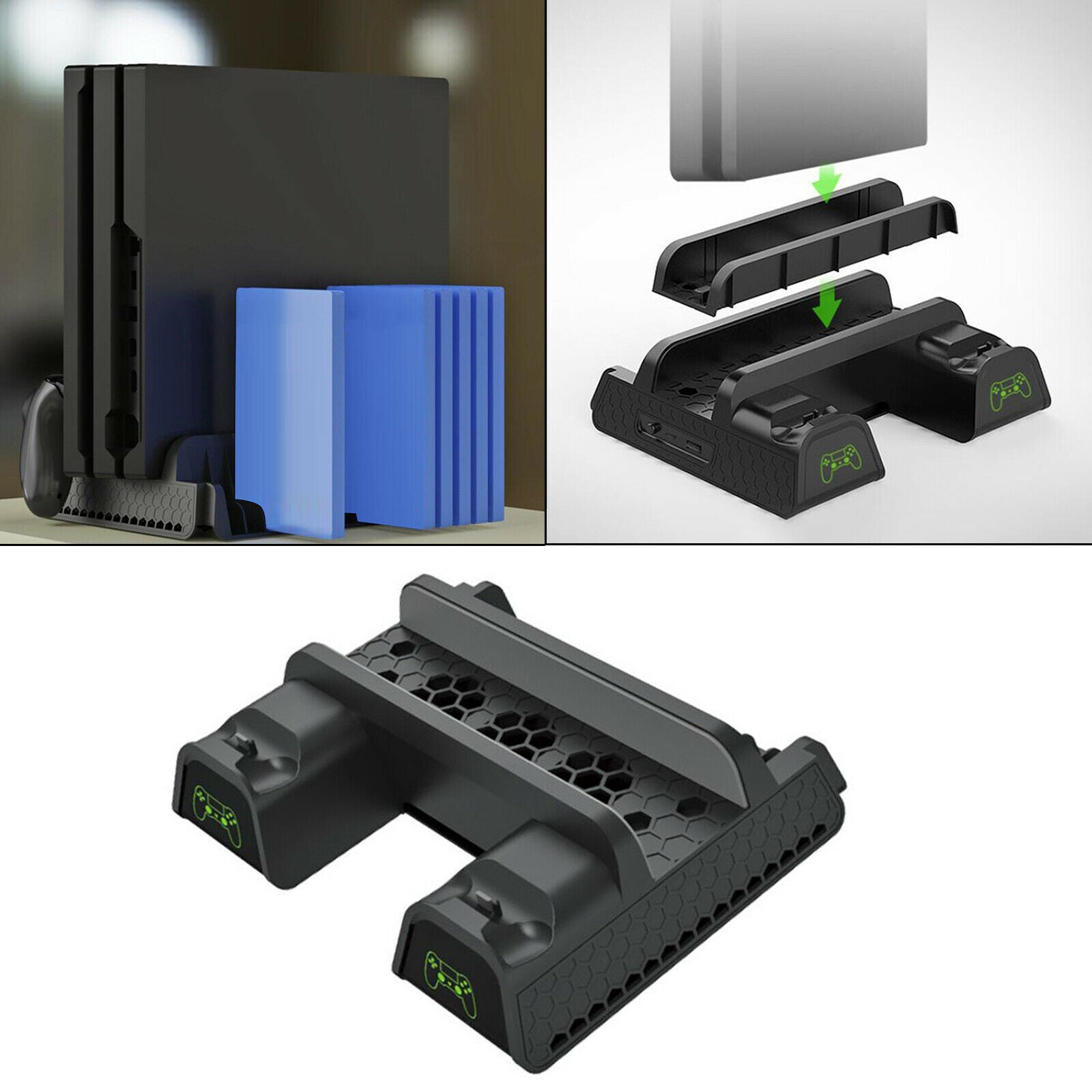 Vertical Cooling Stand Controller Charging Station Dock Game Storage for PS4